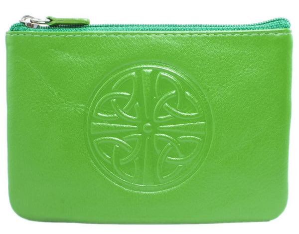Celtic Knot Leather Coin Purse- Emerald