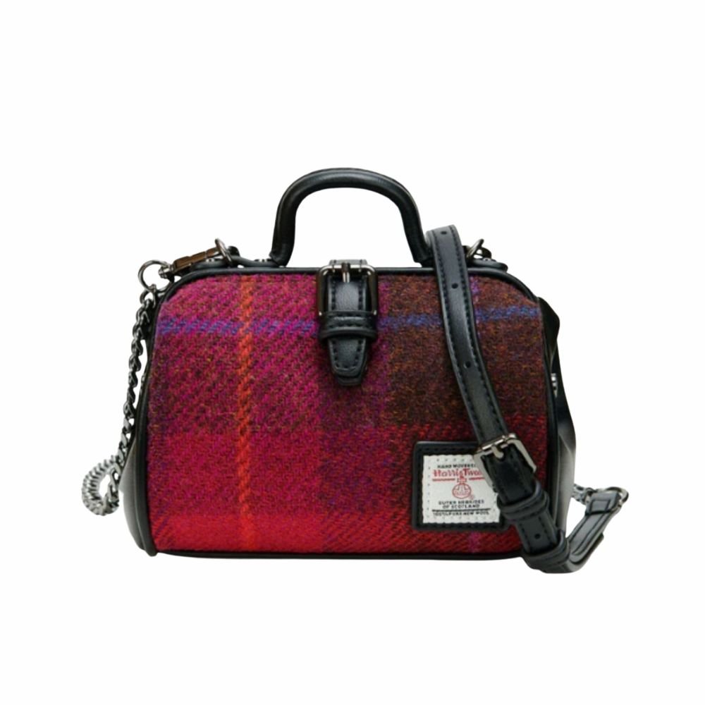 Harris Tweed Doctor Bag | Scottish Made Fuchsia Tartan – The