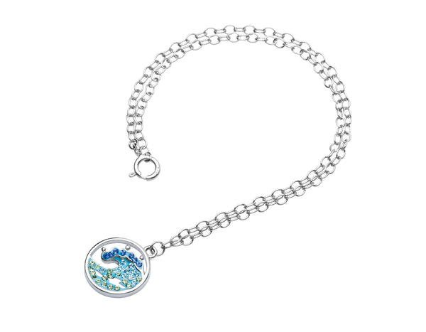 Wave Anklet with Aqua Crystals