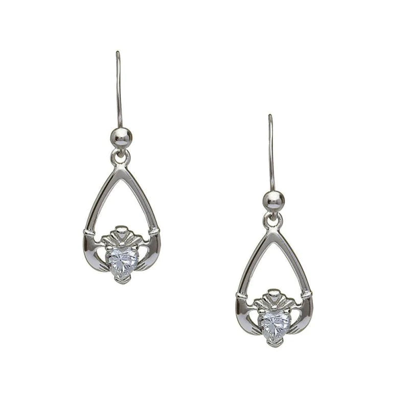 Silver Claddagh Birthstone Earrings