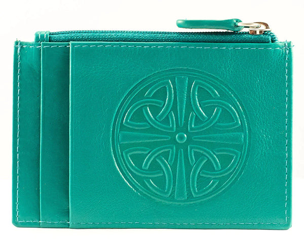Celtic Knot Leather Wallet- Aqua