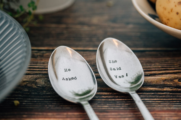 'He asked/She said yes!' Serving Spoon Set