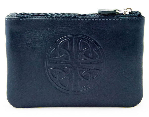 Celtic Knot Leather Coin Purse- Navy