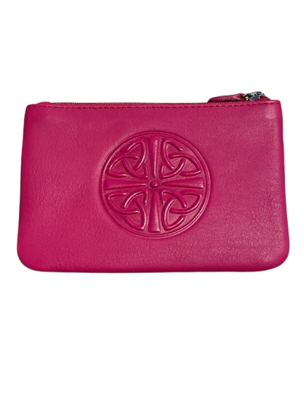 Celtic Knot Leather Coin Purse- Pink