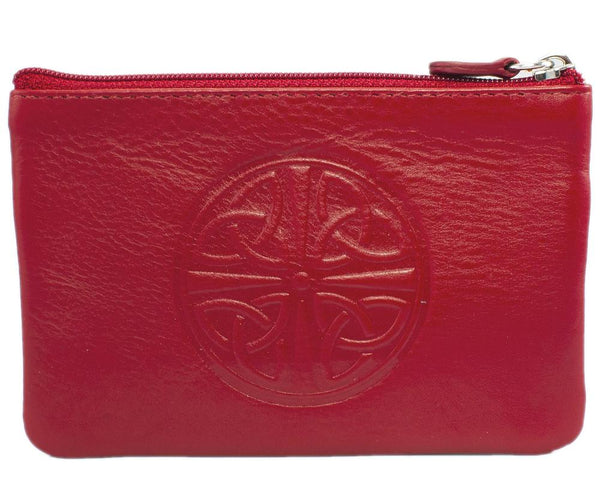 Celtic Knot Leather Coin Purse- Red