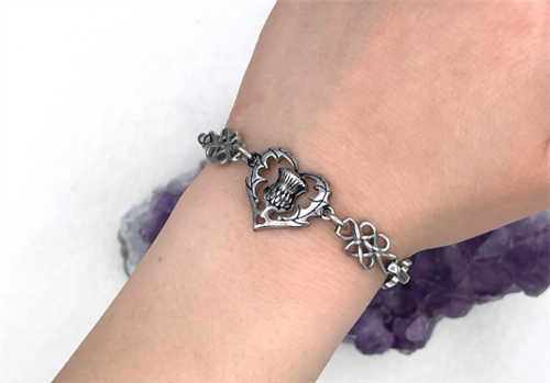 Scottish Thistle Infinity Love Bracelet