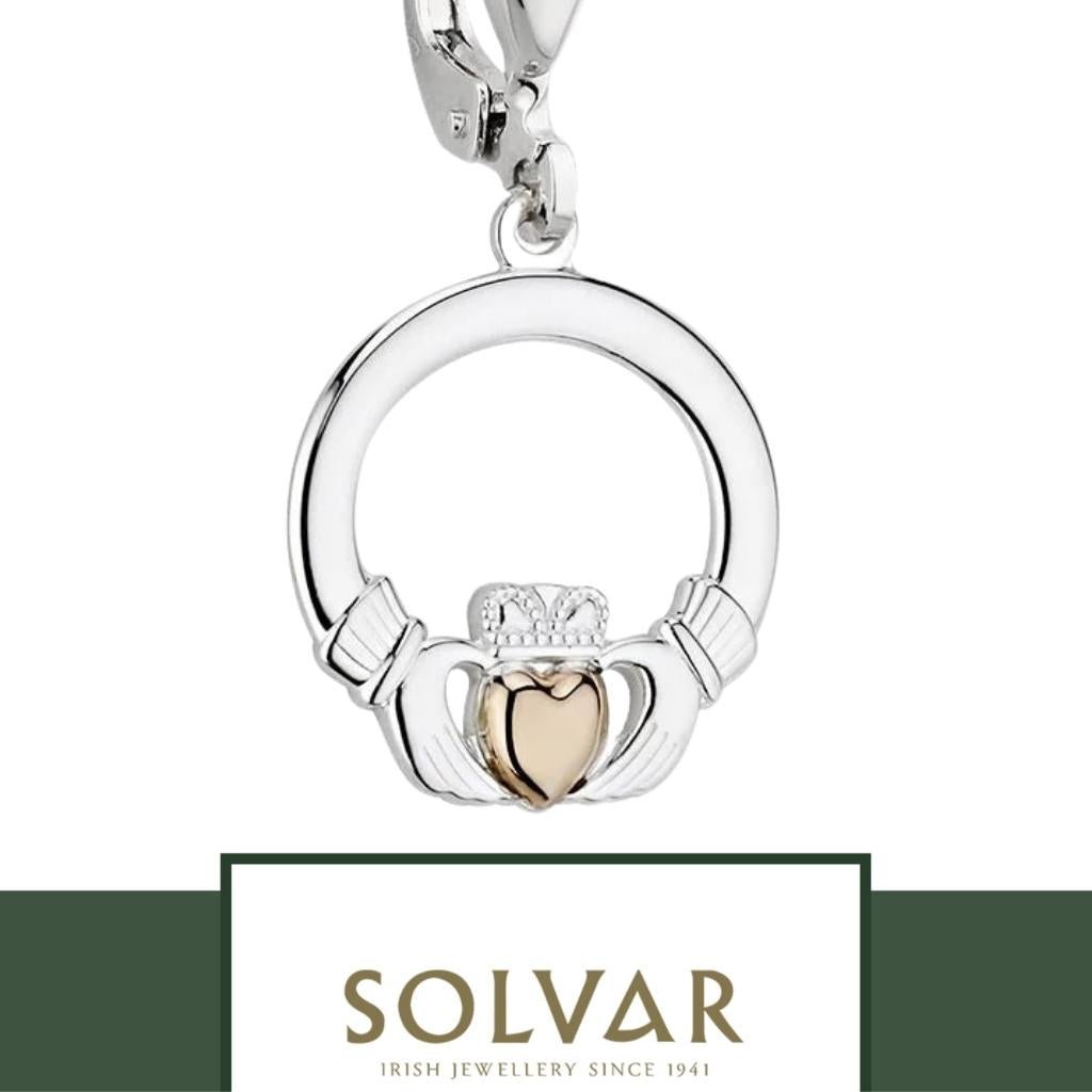 10K Gold and Sterling Silver Claddagh Drop Earrings