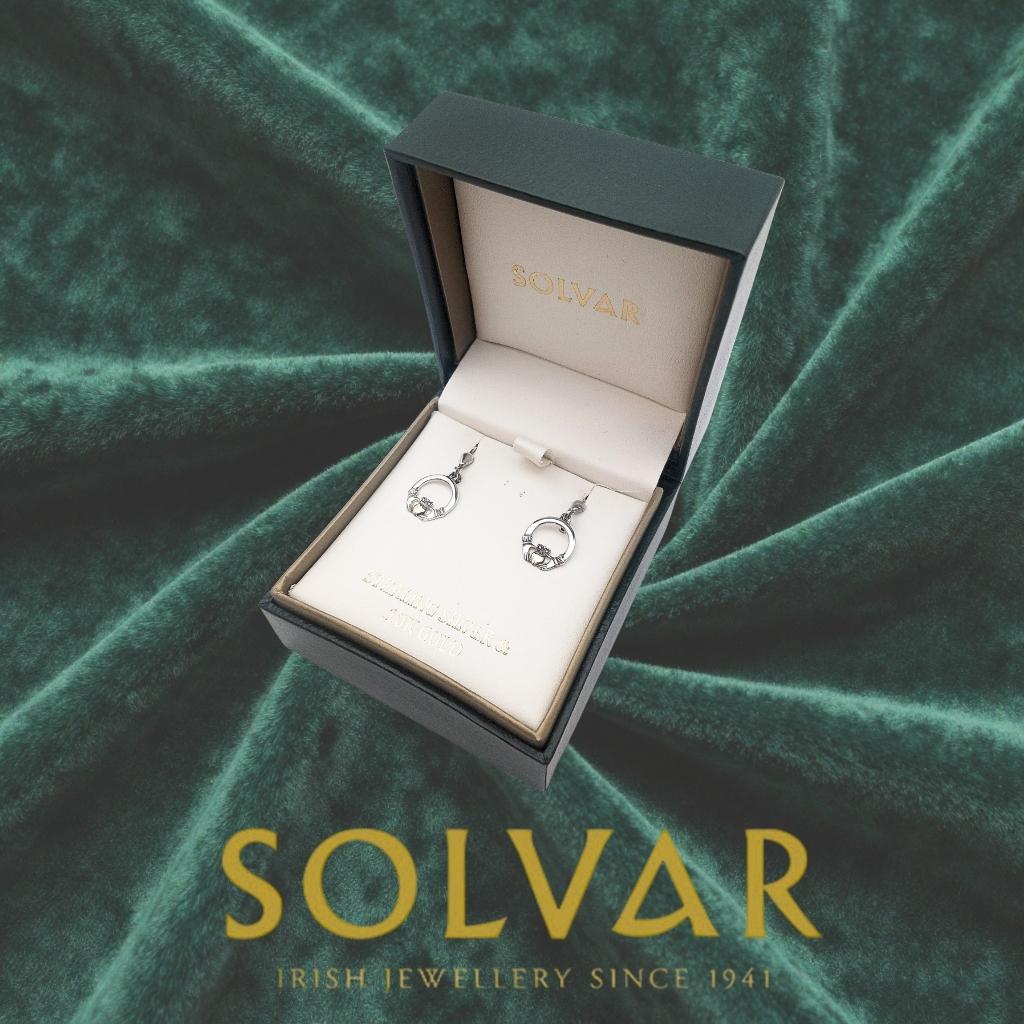 10K Gold and Sterling Silver Claddagh Drop Earrings