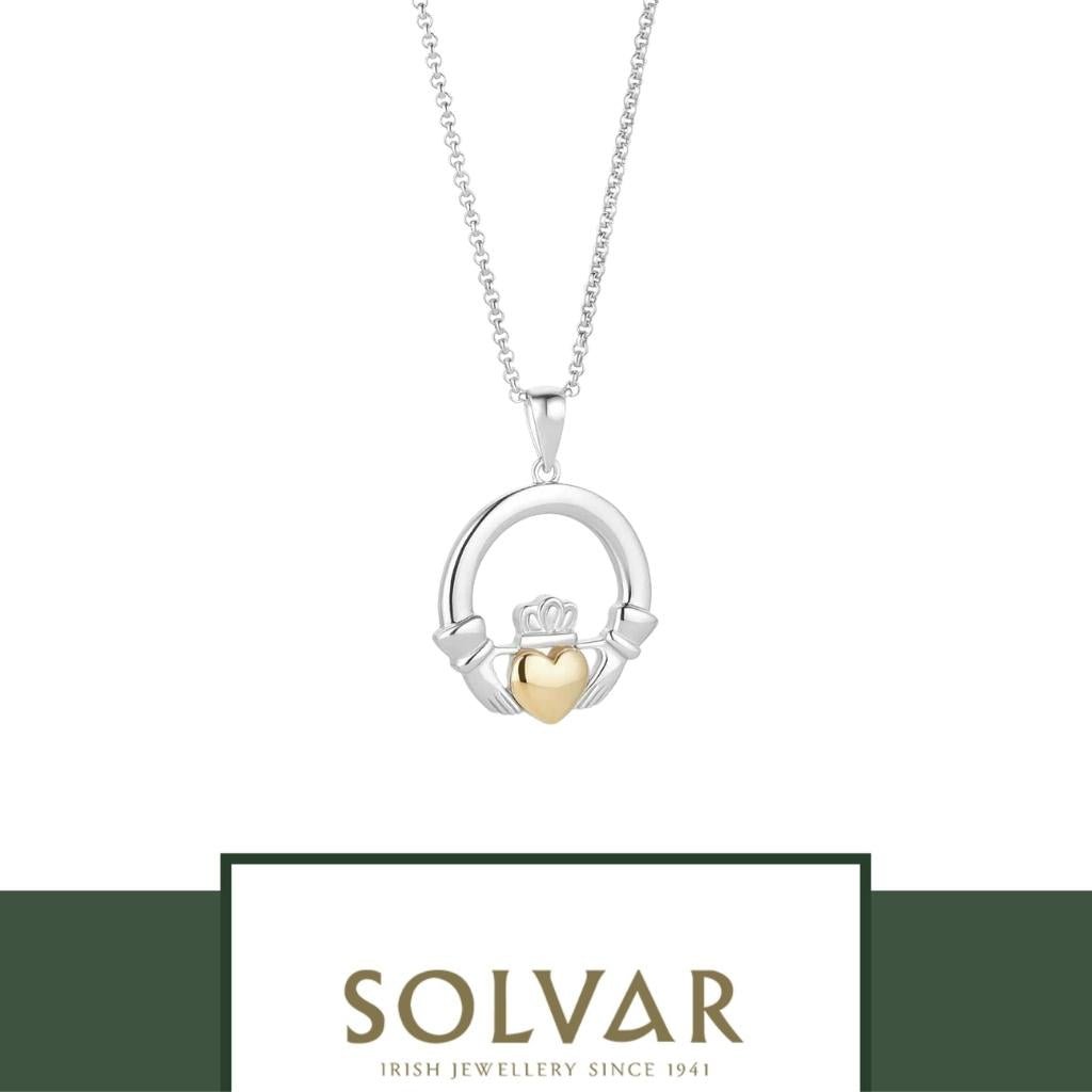 10K Gold and Sterling Silver Claddagh Necklace