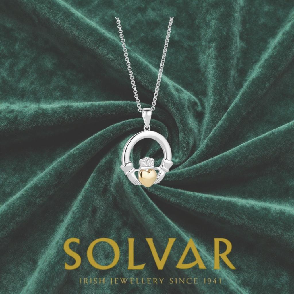 10K Gold and Sterling Silver Claddagh Necklace