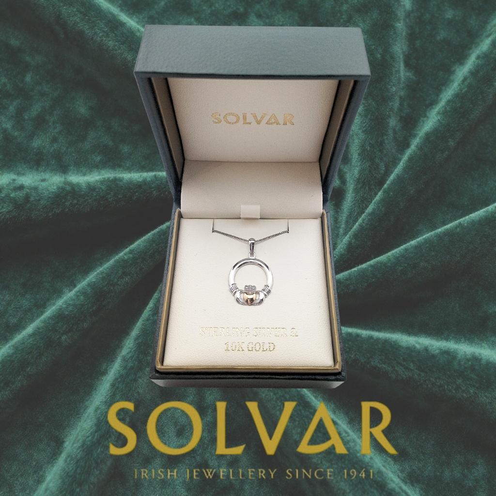 10K Gold and Sterling Silver Claddagh Necklace