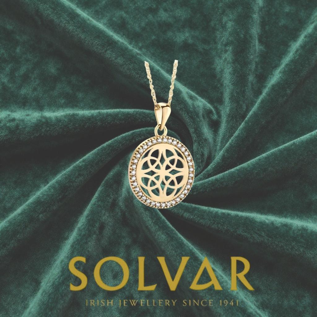 10K Gold Four Trinity Round Celtic Knot Necklace