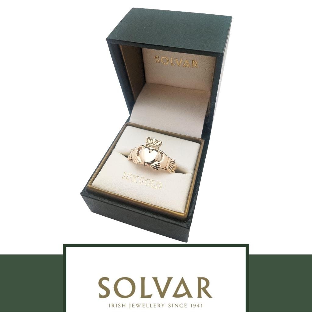 10K Gold Mens Claddagh Ring
