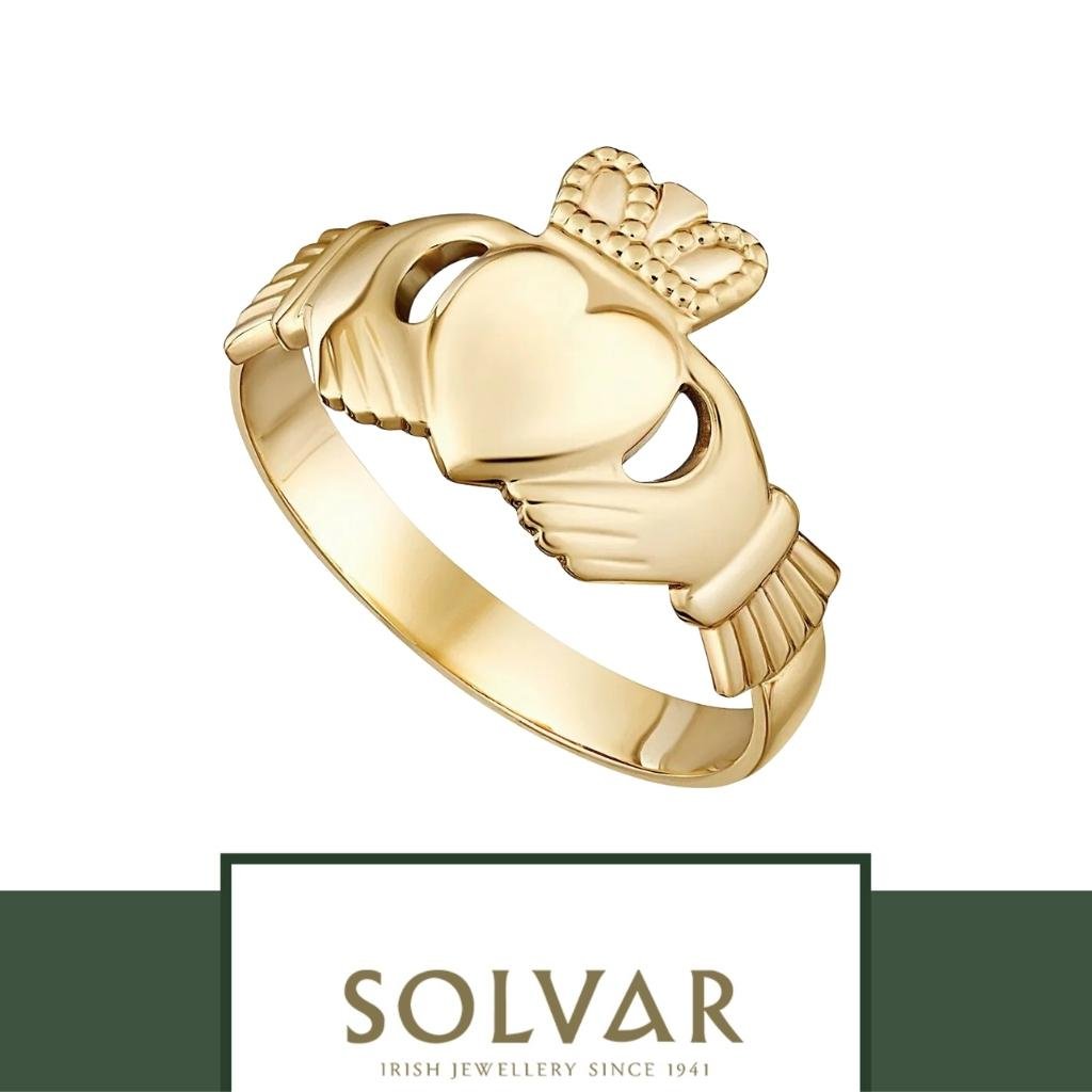 10K Gold Mens Claddagh Ring