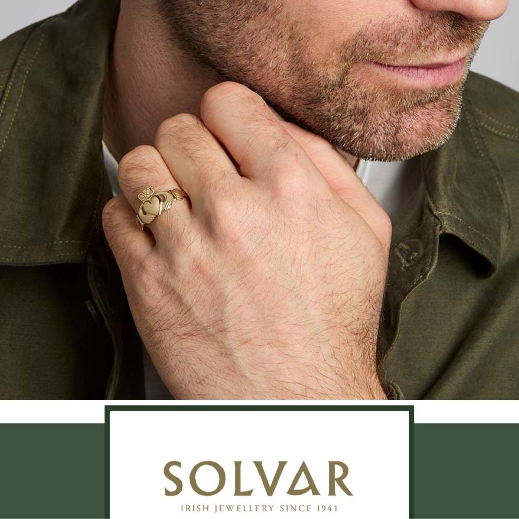 10K Gold Mens Claddagh Ring