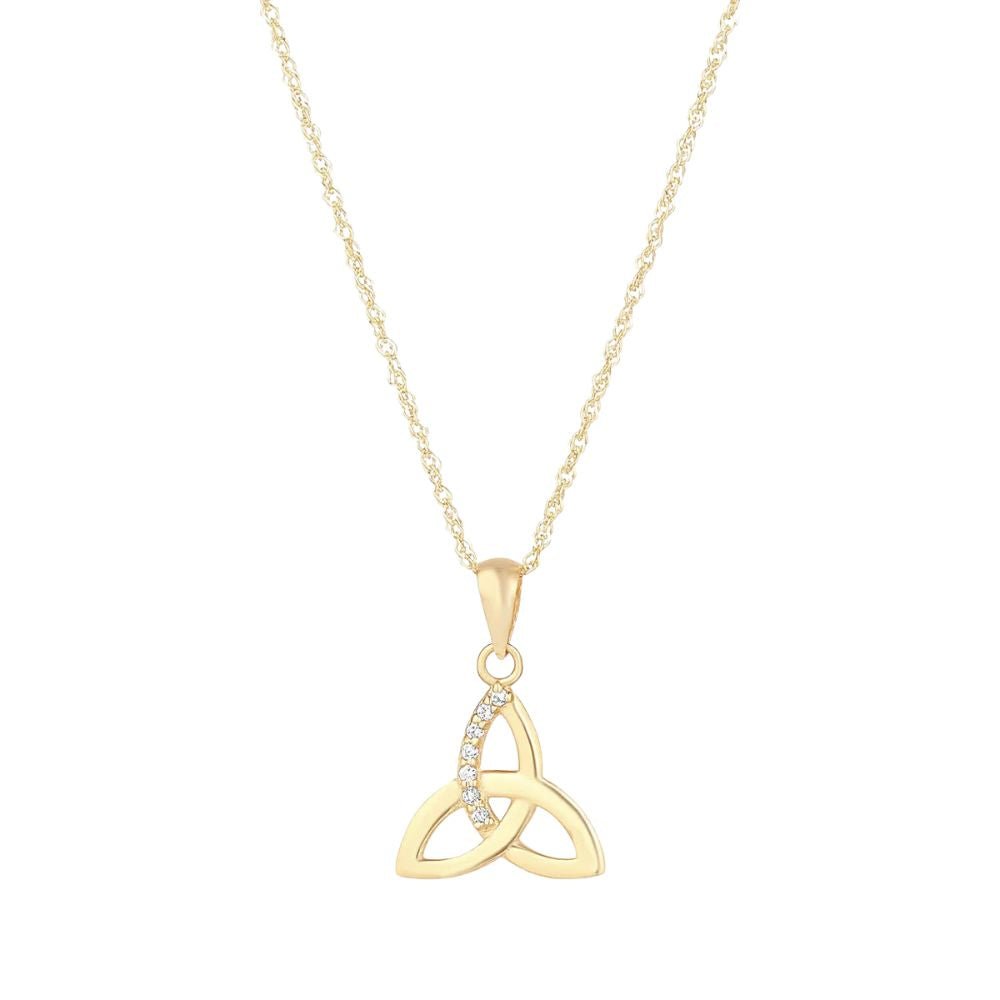 10K Gold Trinity Knot Necklace with CZ - The Celtic Gift Store - Necklaces