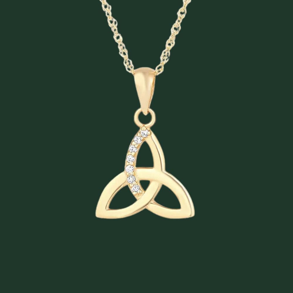 10K Gold Trinity Knot Necklace with CZ