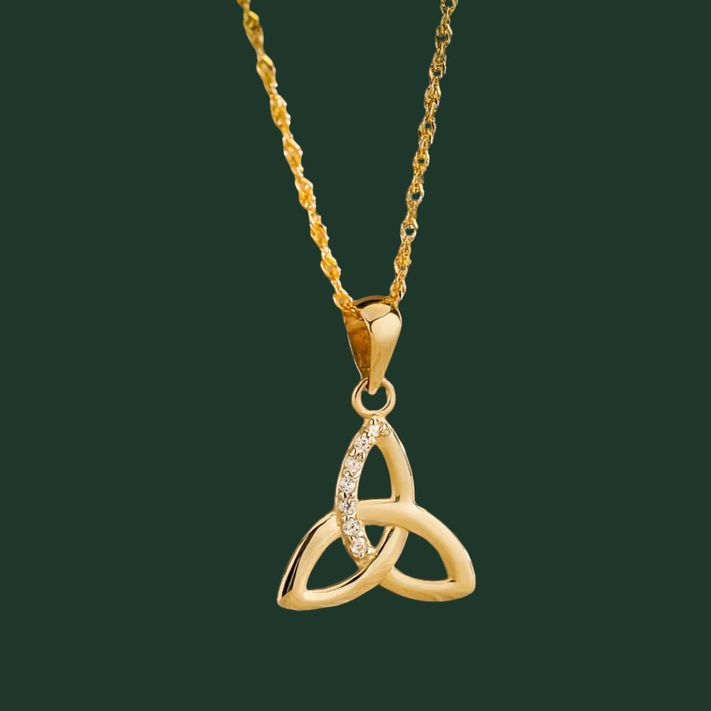 10K Gold Trinity Knot Necklace with CZ