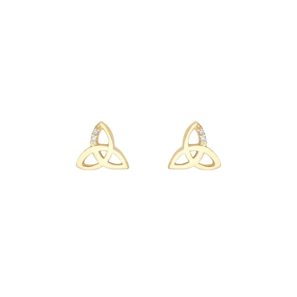 10K Gold Trinity Knot Stud Earrings with CZ