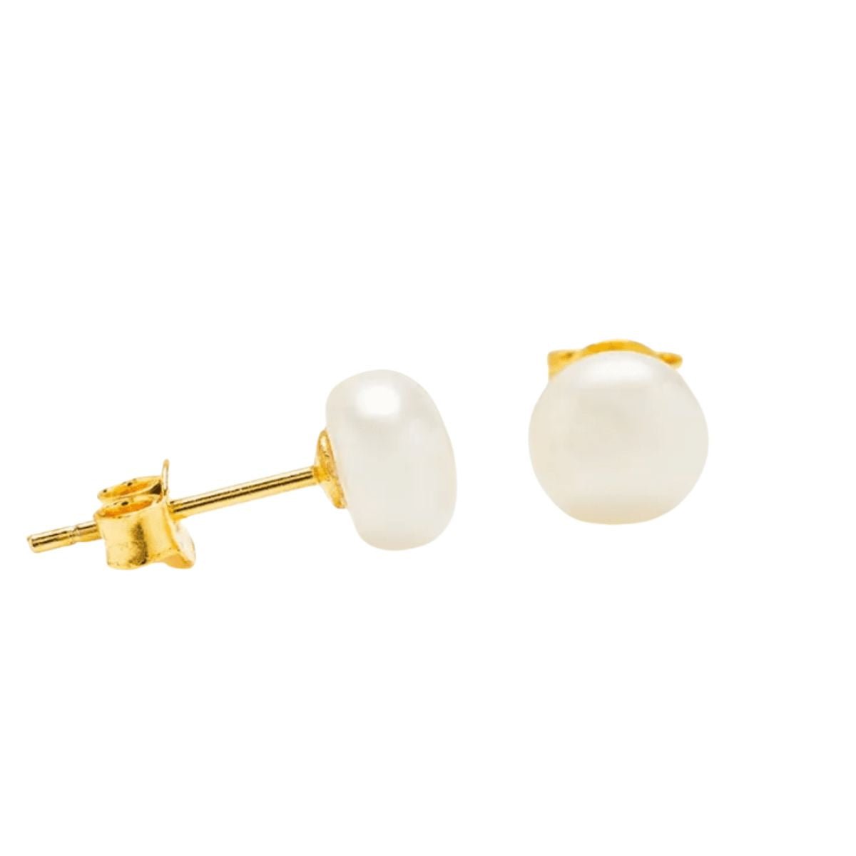14k Gold Freshwater Pearl Stud Earrings - Small