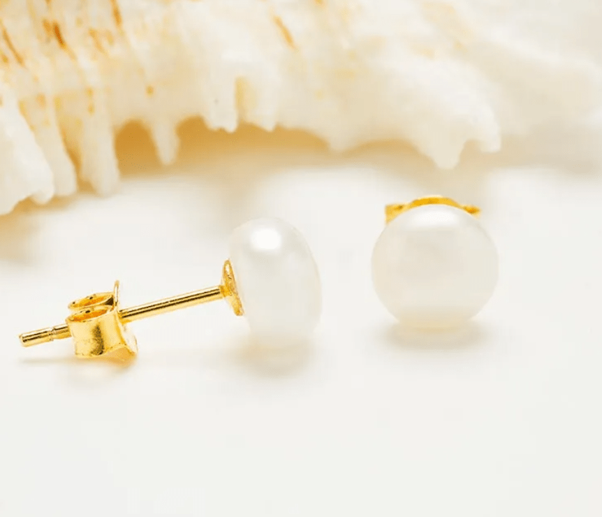 14k Gold Freshwater Pearl Stud Earrings - Small - The Celtic Gift Store - Earrings