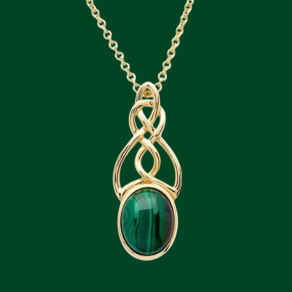 14k Gold Vermeil Celtic Knot Malachite Necklace