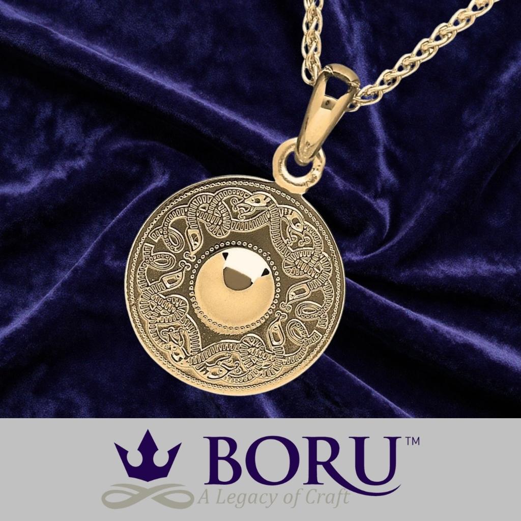 14k Gold Vermeil Celtic Shield Necklace- Medium