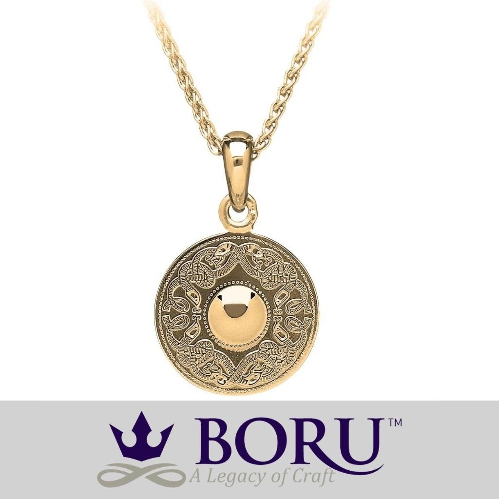 14k Gold Vermeil Celtic Shield Necklace- Medium