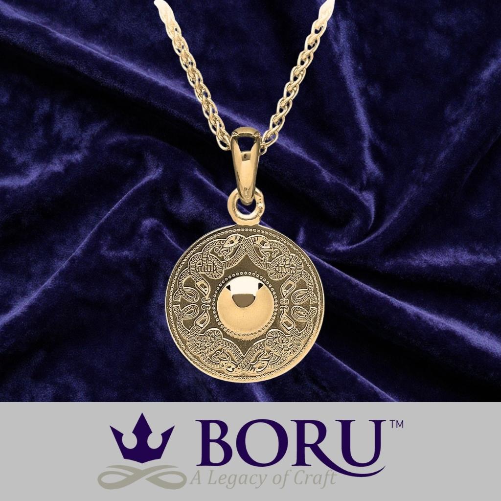 14k Gold Vermeil Celtic Shield Necklace- Medium