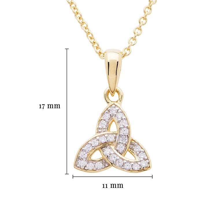 14K Gold Vermeil CZ Studded Trinity Knot Necklace - The Celtic Gift Store - Necklaces