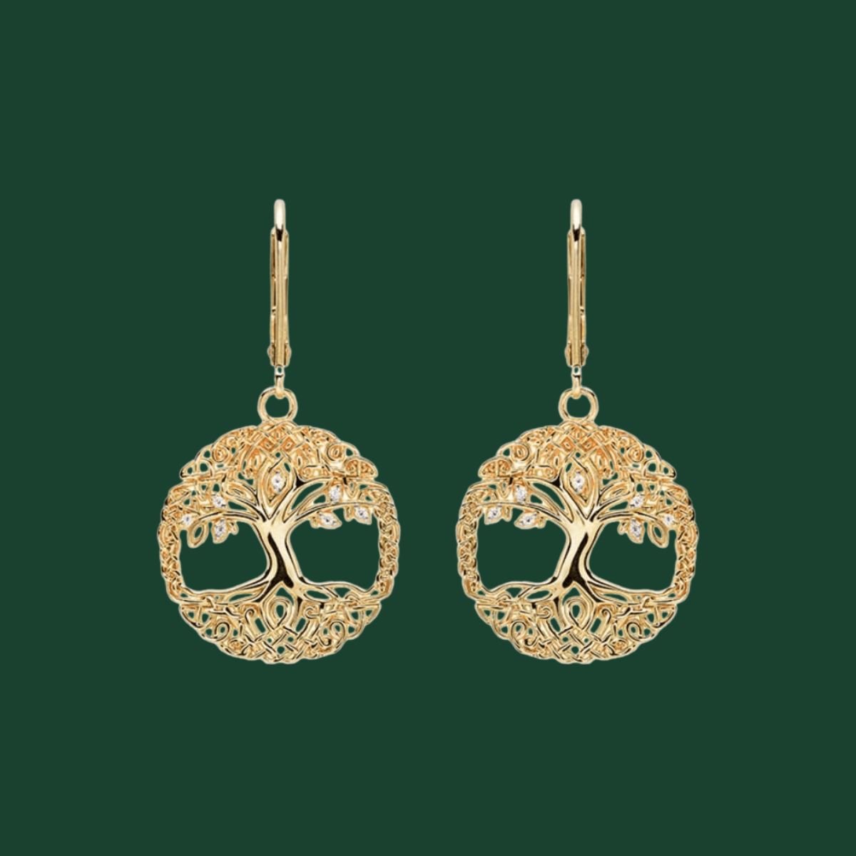 14K Gold Vermeil Filigree Celtic Tree of Life Earrings