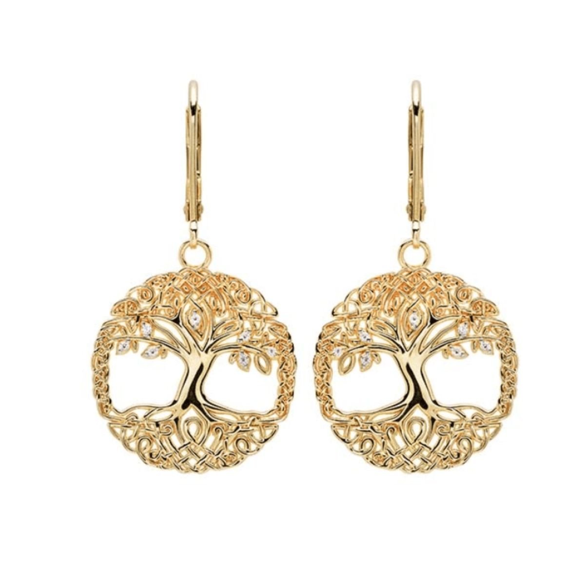 14K Gold Vermeil Filigree Celtic Tree of Life Earrings
