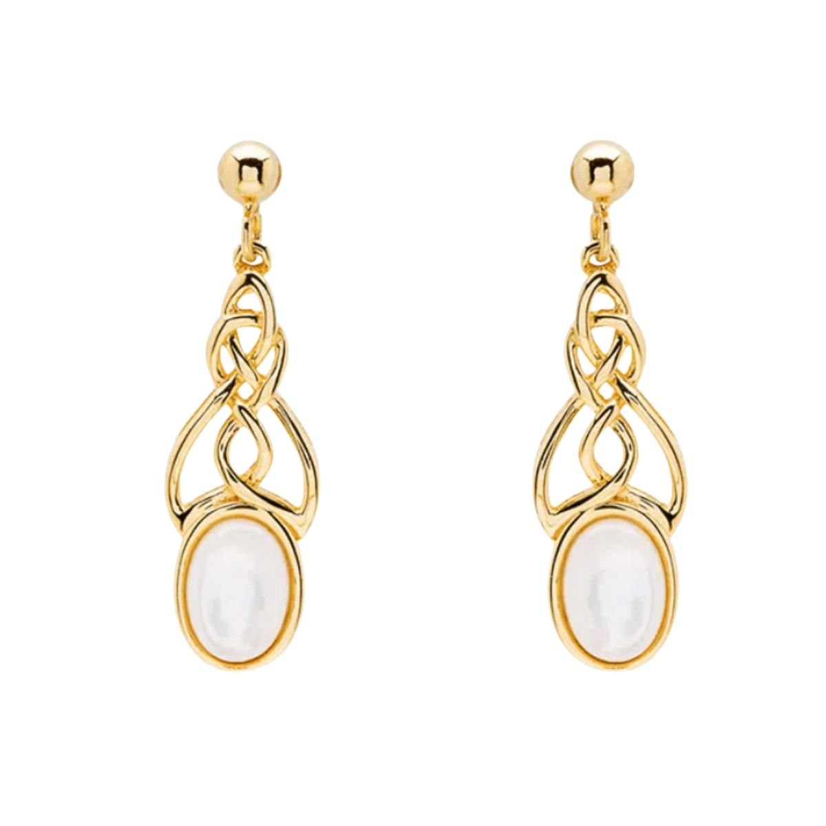 14k Gold Vermeil Mother of Pearl Celtic Knot Earrings