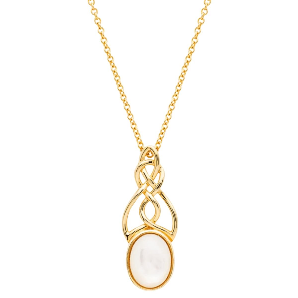 14k Gold Vermeil Mother of Pearl Celtic Knot Necklace