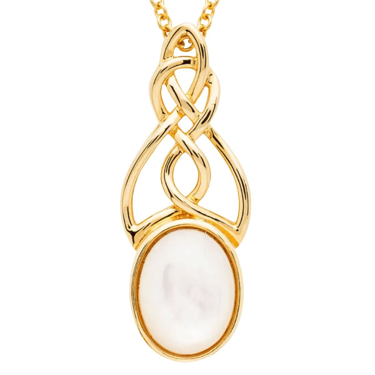 14k Gold Vermeil Mother of Pearl Celtic Knot Necklace