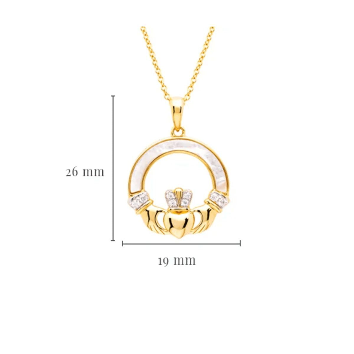 14K Gold Vermeil Mother of Pearl Claddagh Necklace