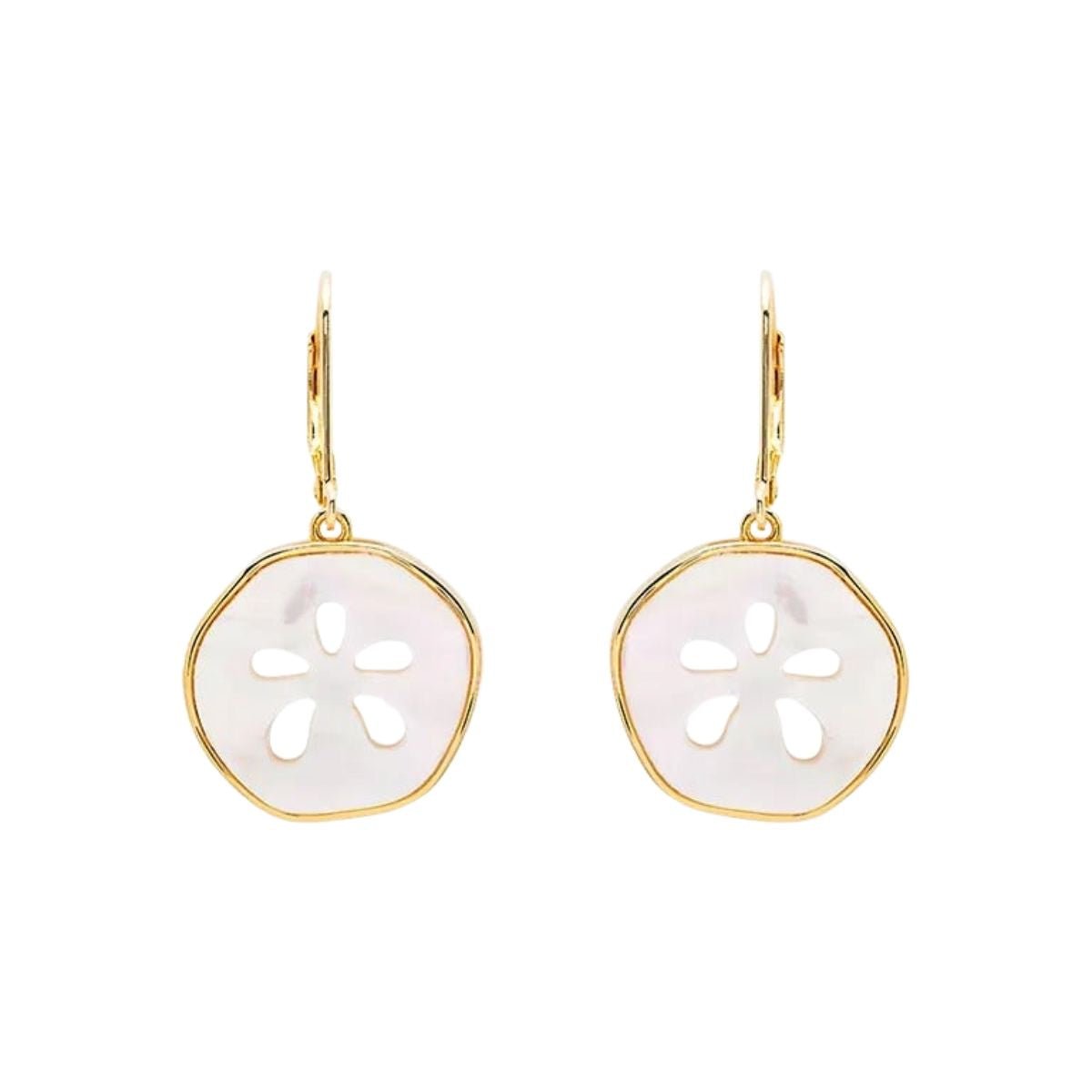 14k Gold Vermeil Mother of Pearl Sand Dollar Drop Earrings
