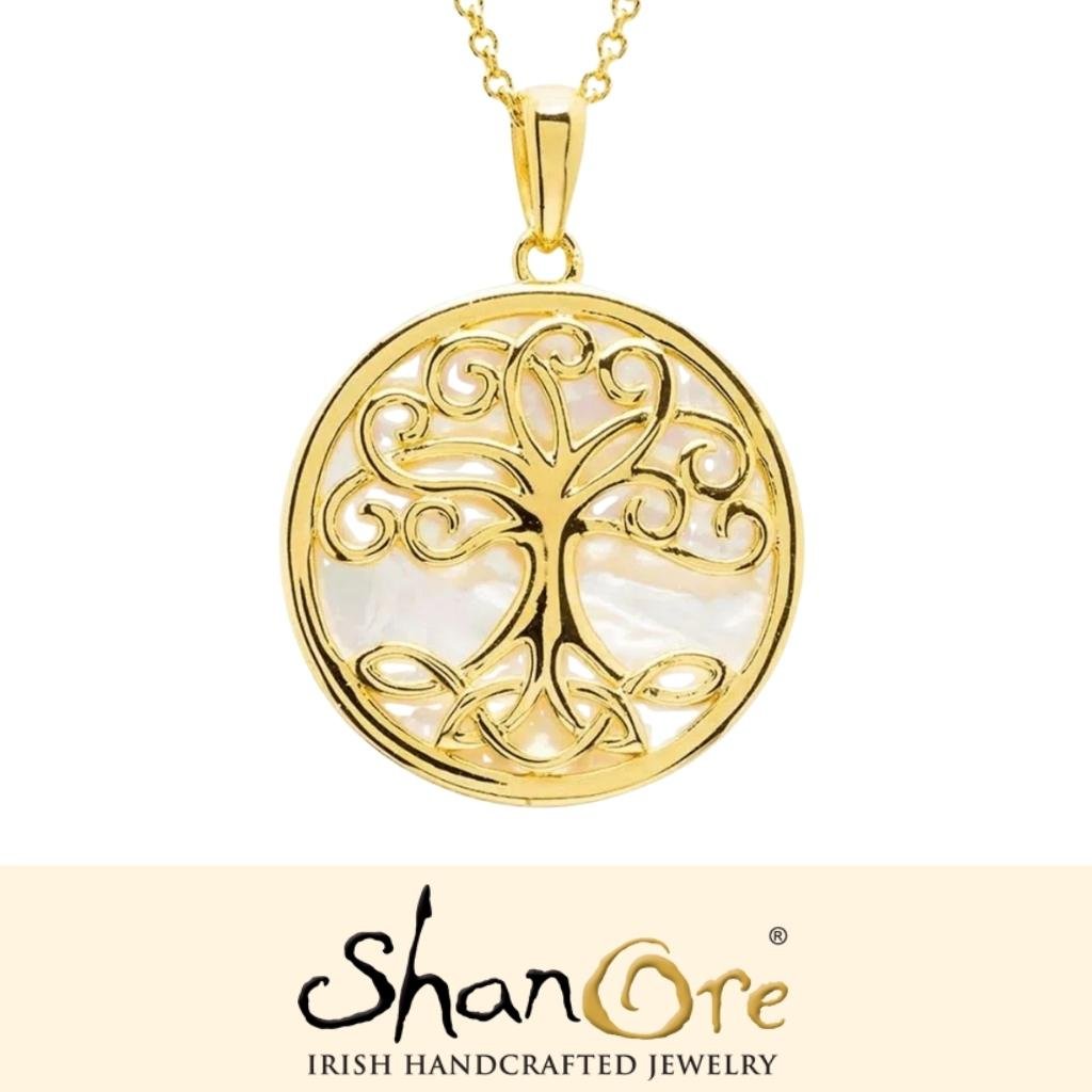 14K Gold Vermeil Mother of Pearl Tree of Life Necklace