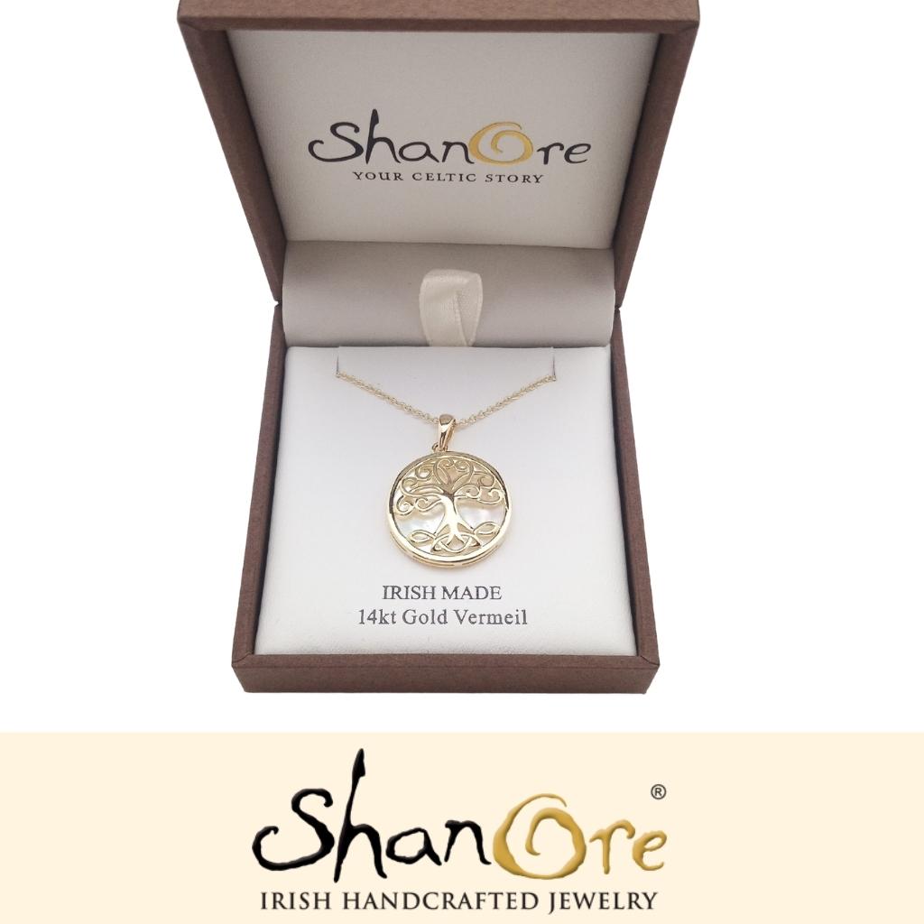 14K Gold Vermeil Mother of Pearl Tree of Life Necklace