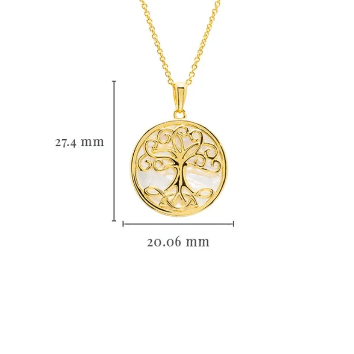 14K Gold Vermeil Mother of Pearl Tree of Life Necklace