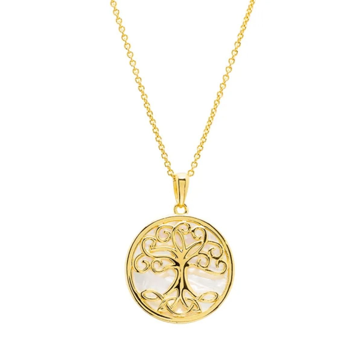 14K Gold Vermeil Mother of Pearl Tree of Life Necklace
