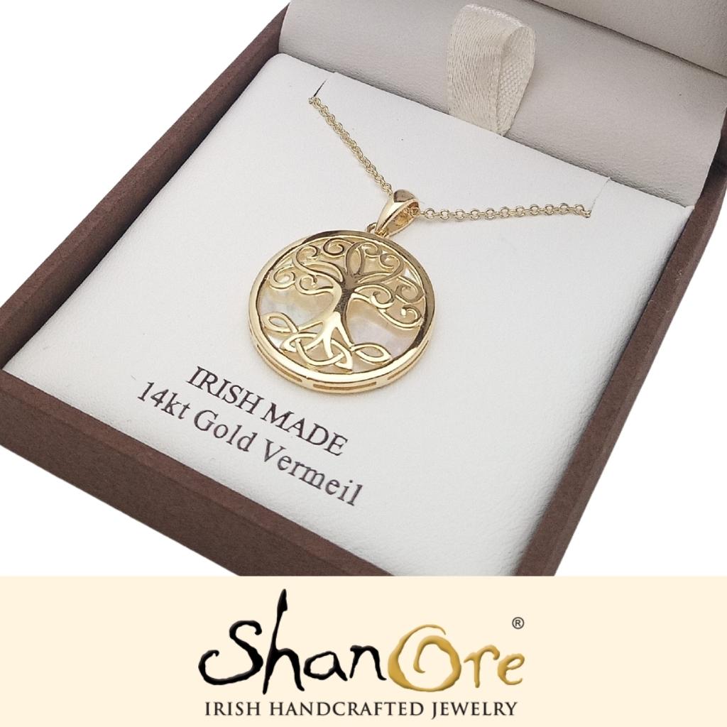 14K Gold Vermeil Mother of Pearl Tree of Life Necklace