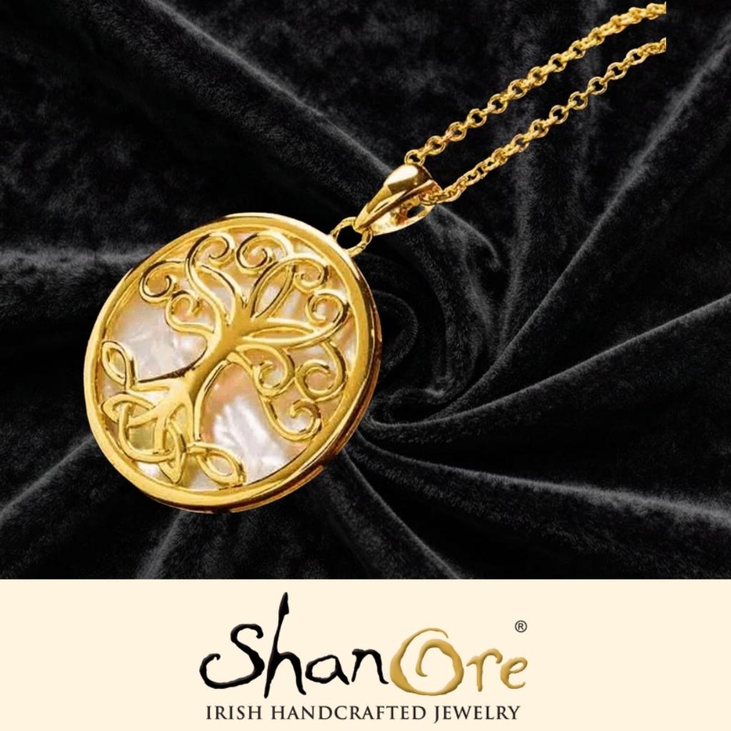 14K Gold Vermeil Mother of Pearl Tree of Life Necklace