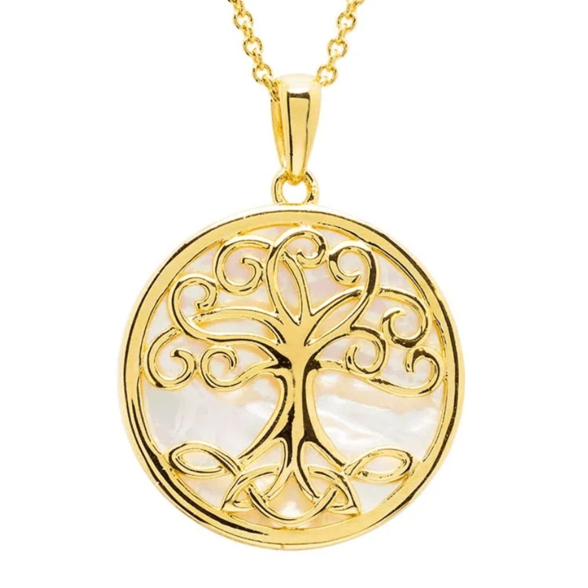 14K Gold Vermeil Mother of Pearl Tree of Life Necklace