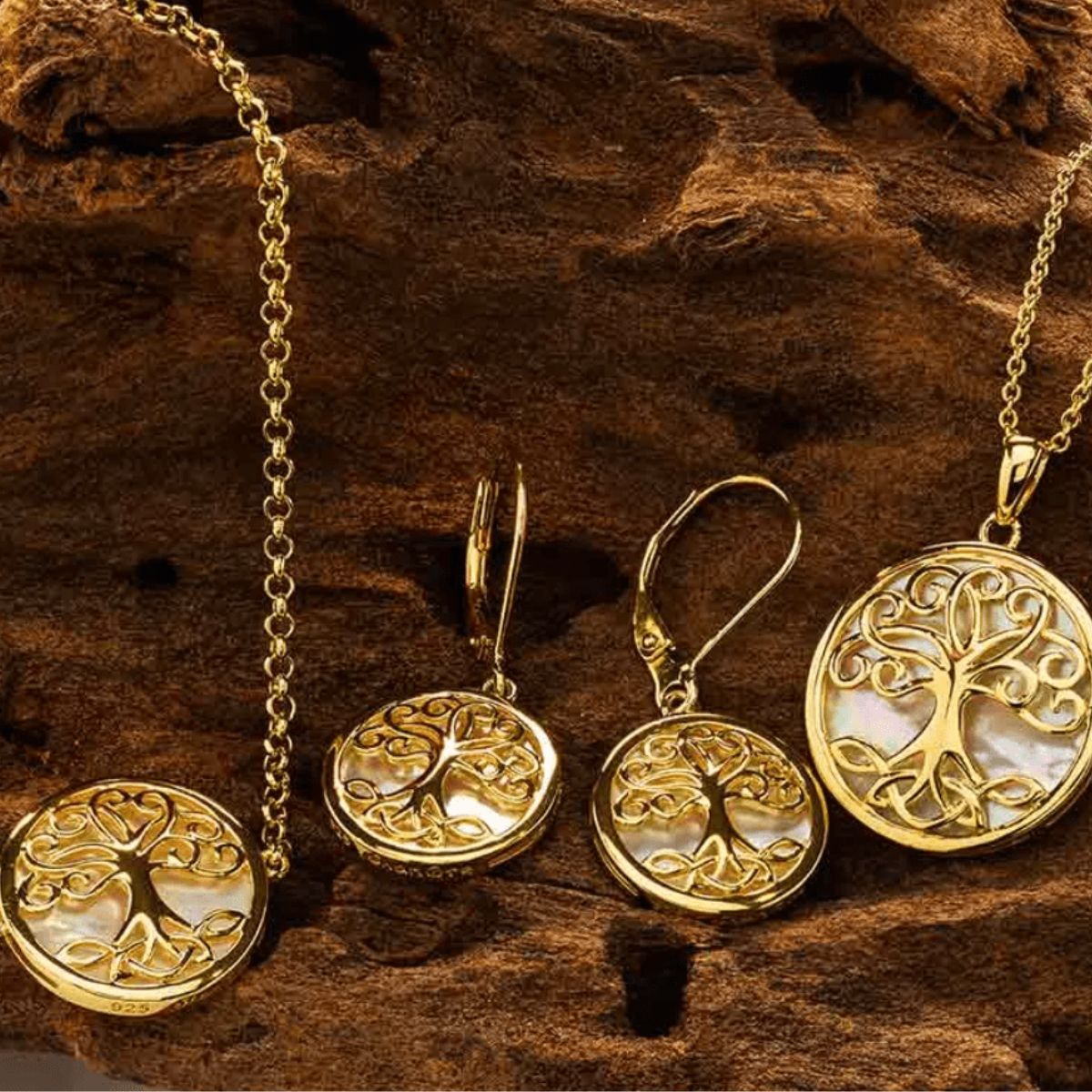 14K Gold Vermeil Mother of Pearl Tree of Life Necklace