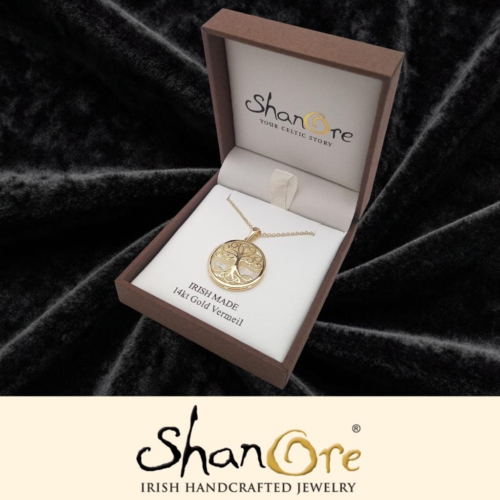 14K Gold Vermeil Mother of Pearl Tree of Life Necklace