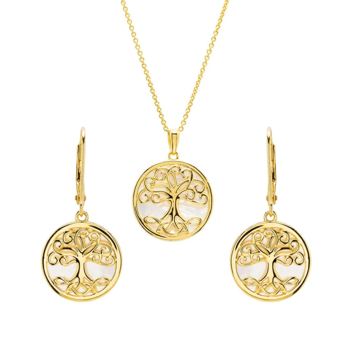 14K Gold Vermeil Mother of Pearl Tree of Life Necklace
