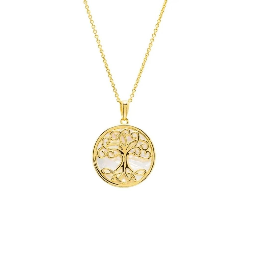 14K Gold Vermeil Mother of Pearl Tree of Life Necklace