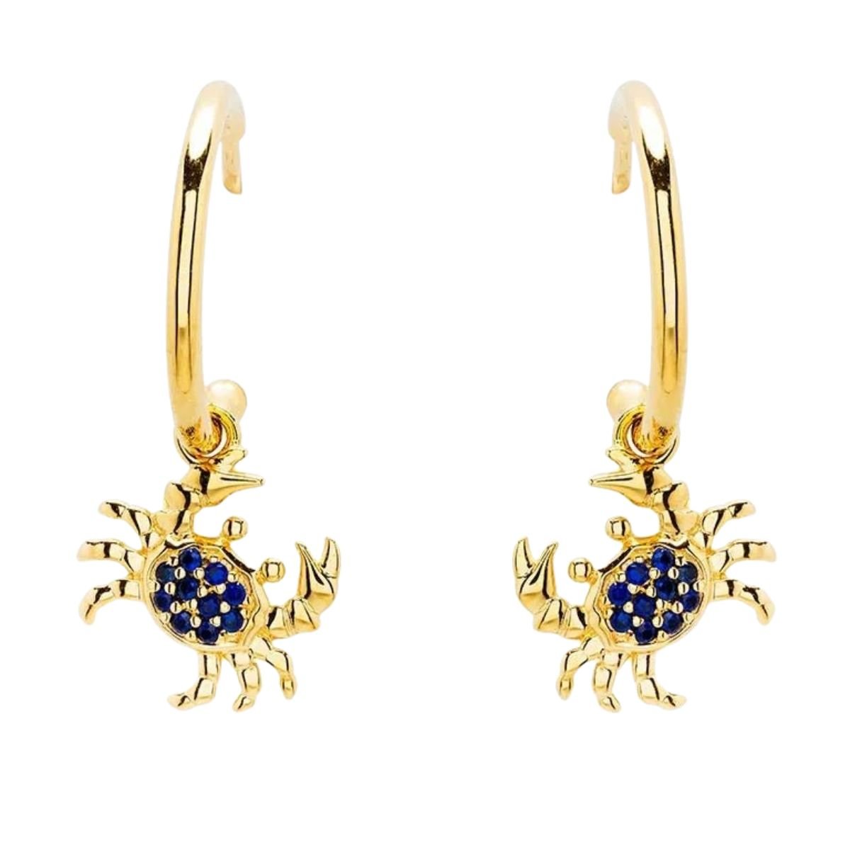 14k Gold Vermeil Sapphire Crab Earrings