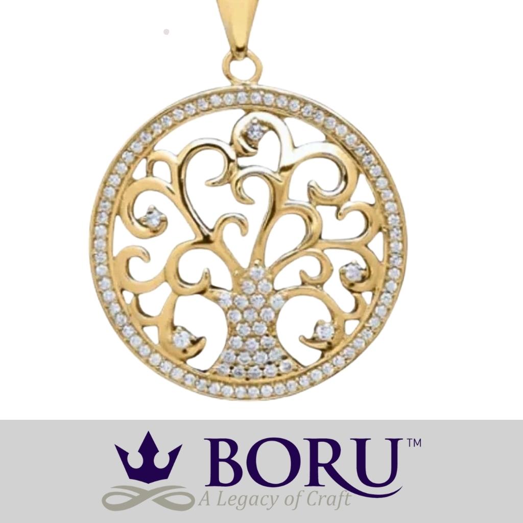 14k Gold Vermeil Tree of Life Necklace with CZ Stones